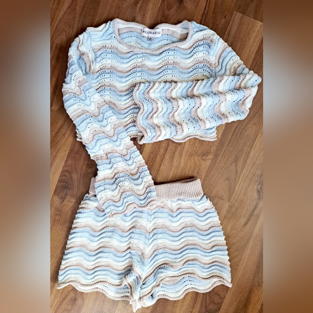 Women's Willoa and Wind Blue and Brown Cotton Set